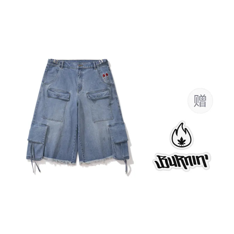 BURNIN Denim Shorts Unisex Blue-0