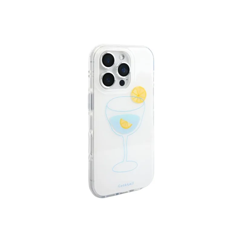 Sopi Acrylic Material 3D Effect Lemon Cocktail Phone Cases Compatible With IPhone 16/15 Pro Max/Apple 13/14 Pro/Max-5