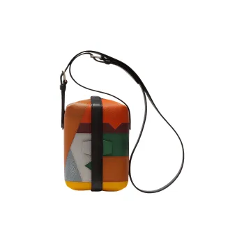 Valextra Tric Trac Millepunte Calfskin Box Bag Shoulder Bag Crossbody Bag Women's Orange/Red Green/Multicolor