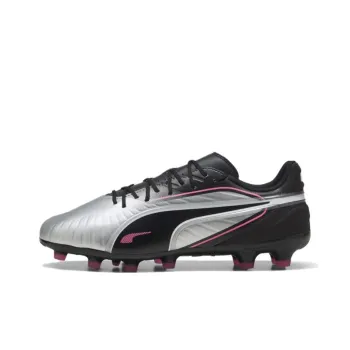 PUMA KING MATCH Artificial Ground Anti Slip Wear Resistant Soccer Shoes Unisex Silver Black