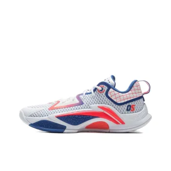 LiNing BadFive Hunter 1 Slip Resistant Coverage Lightweight Rebound Low Top Basketball Shoes Men's White Blue