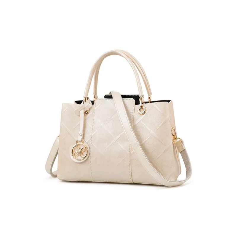 Vigno Synthetic Leather Handbag, One Shoulder, Crossbody Bag Regular Women's Ecru-2