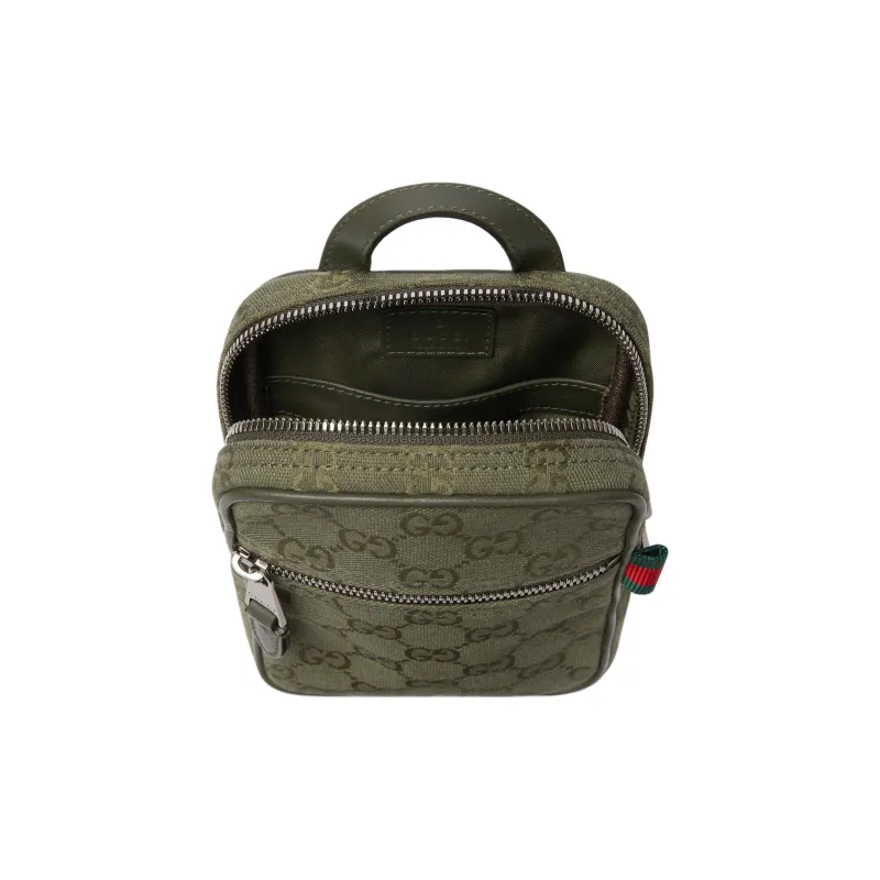 GUCCI Canvas Bag, Crossbody Handbag Mini Men's Forest Green-4