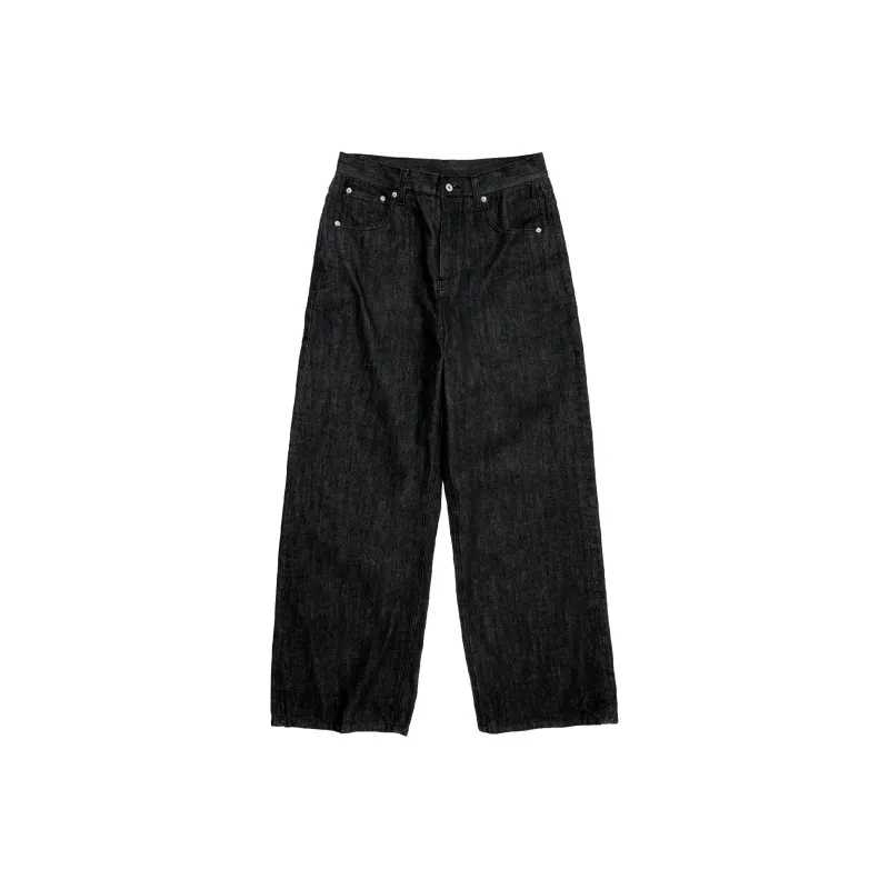 RESERFF Vintage Silhouette Straight Fit Jeans Trendy Men's Black-0