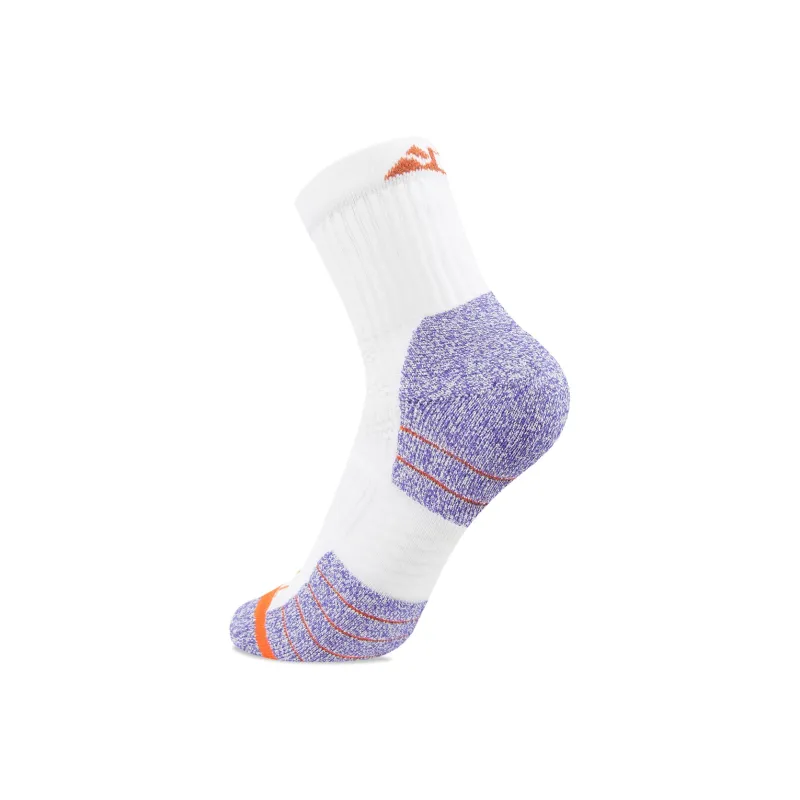 LiNing Running Collection Mid Calf Socks Unisex 1 Pack White/Fluorescent Starlight Purple-3
