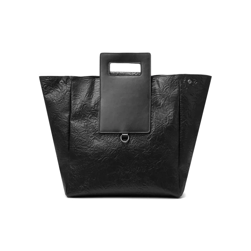 Yawei Kuroda PU Shopping Bag Handbag Regular Unisex Black-2