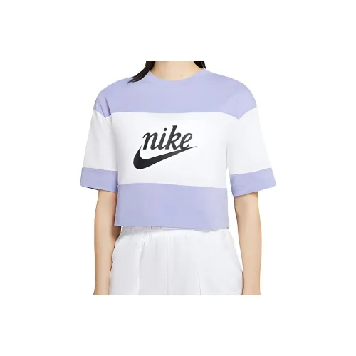 Nike Crop Tops Women's White/Light Thistle Purple/Black