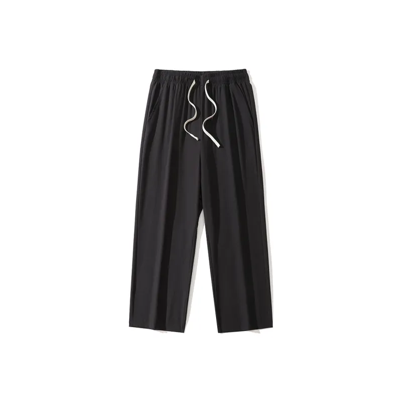 American Sports Solid Color Preppy Style, Plus Size Loose Fit, Quick Dry Soft Casual Pants Unisex-0
