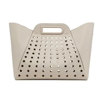 Delvau Leather Handbag Large Size Women's Beige