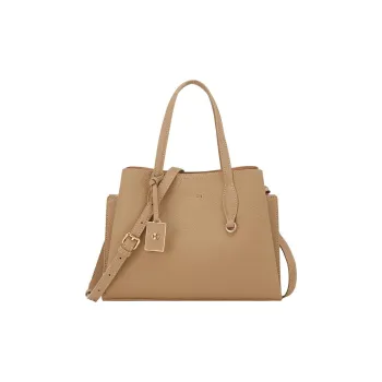 YEARCON Cow Leather Bonded Microfiber Synthetic Leather Handbag Medium Size Women's Khaki/Burgundy