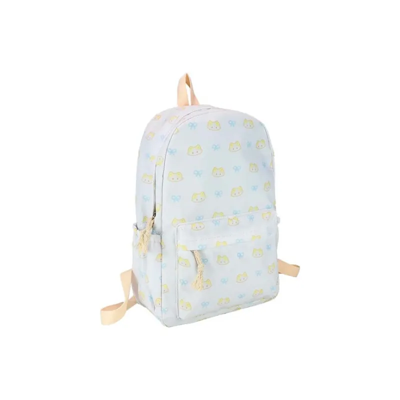 GEERDUN Nylon Backpack Unisex White/Light Blue/Light Yellow-3