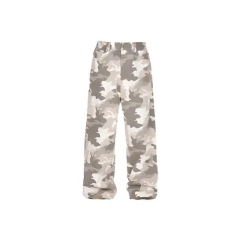 STEEPC Casual Pants Unisex Gray And White Camouflage