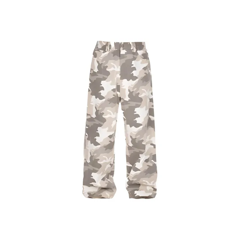 STEEPC Casual Pants Unisex Gray And White Camouflage-0