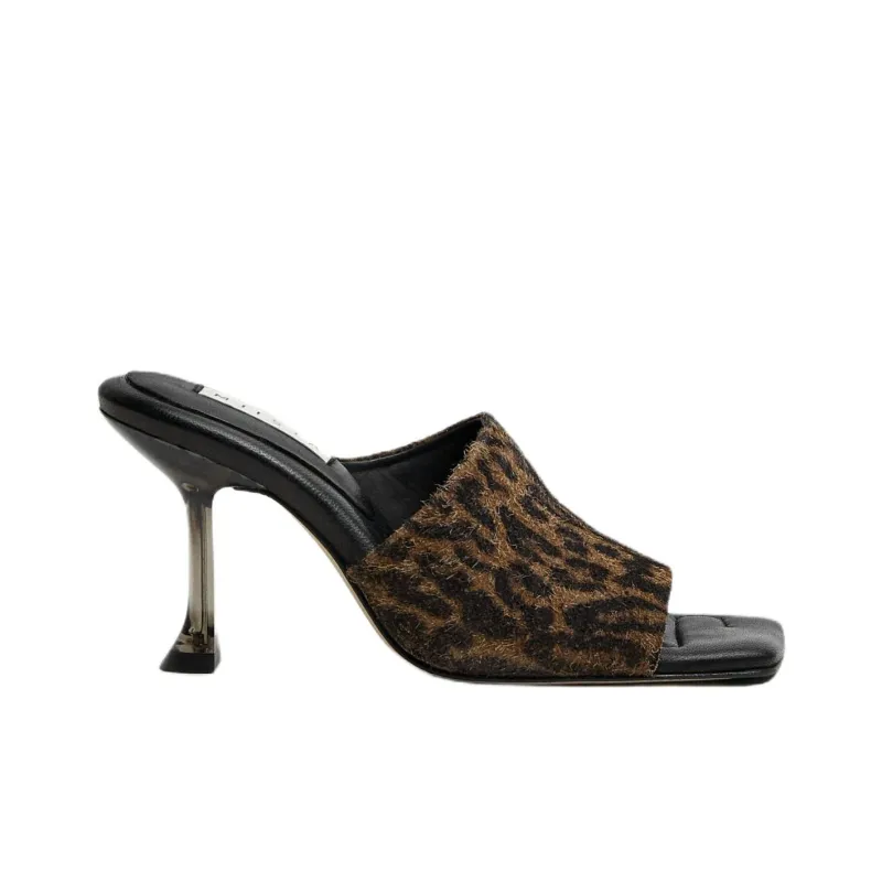 MIISTA Slide Slippers 9cm Women's Brown-1
