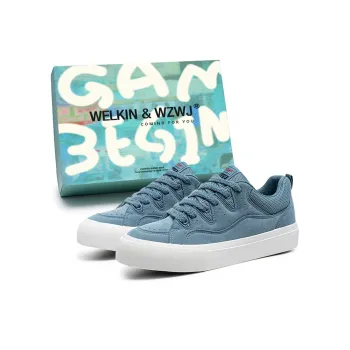 WELKIN&WZWJ Low Top Skateboard Shoes Men's Haze Blue