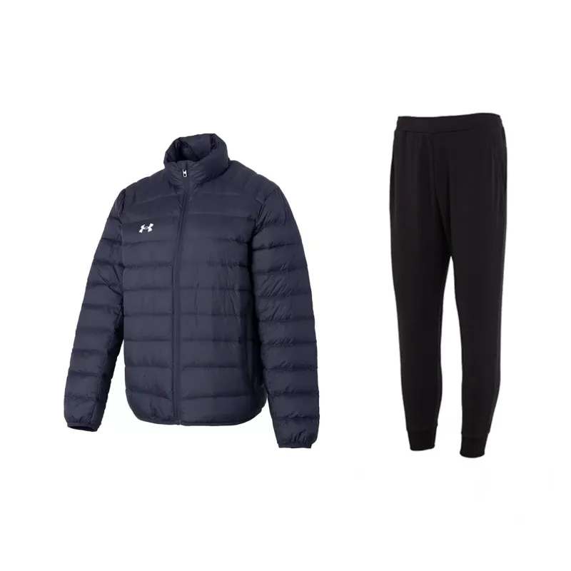 Under Armour Casual Sportswear Men Clothing Sets Blue+Black-0