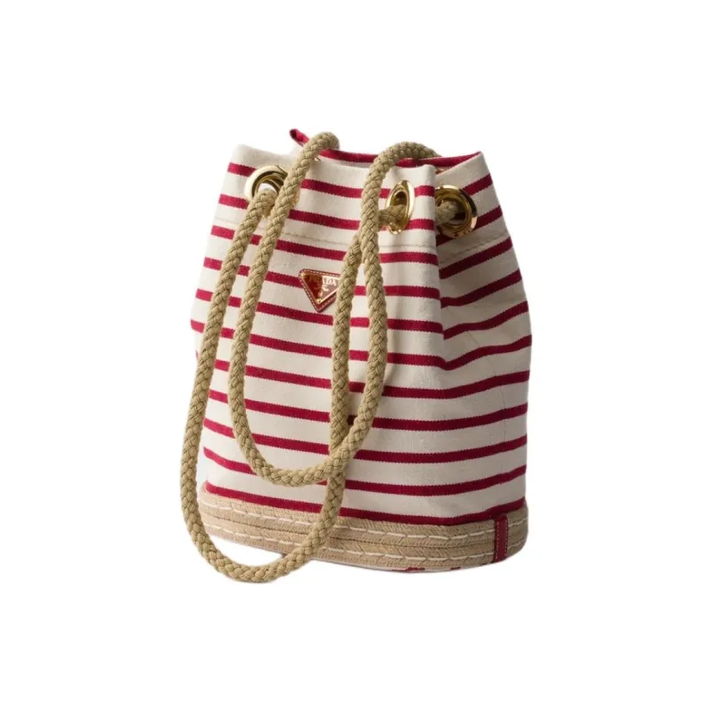 PRADA Cotton Bucket Bag, Handbag, Shoulder Bag Small Size Women's Pomegranate Yellow & Red-1
