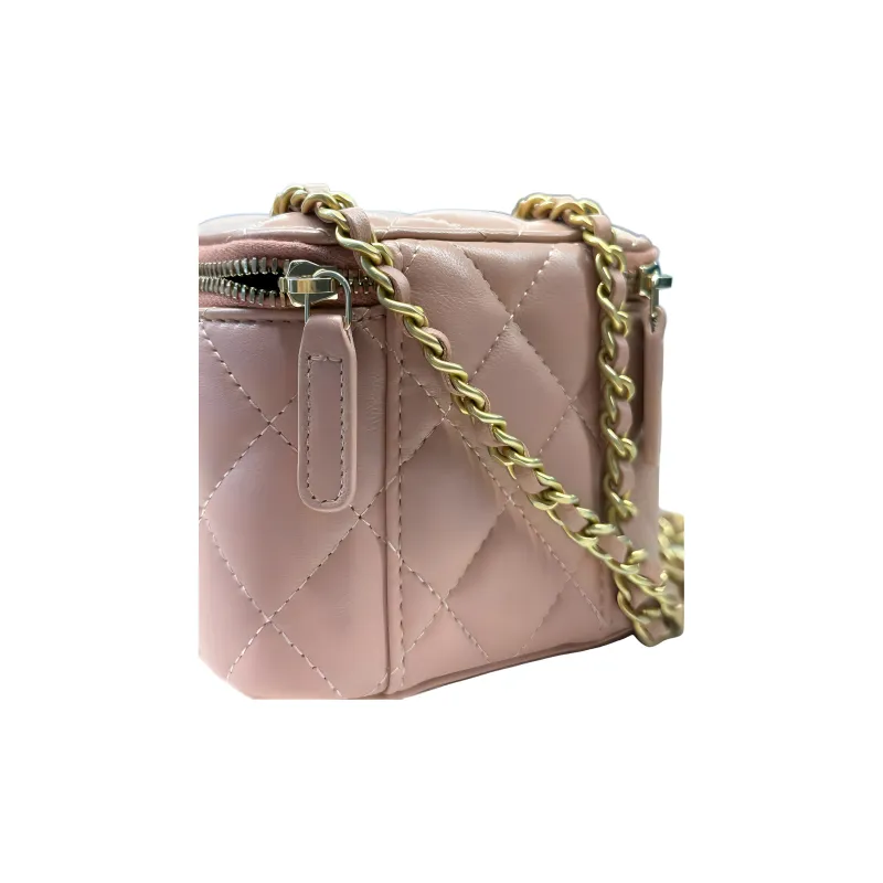 CHANEL Sheepskin Shoulder Bag, Crossbody Bag Women's Dried Rose Pink-3