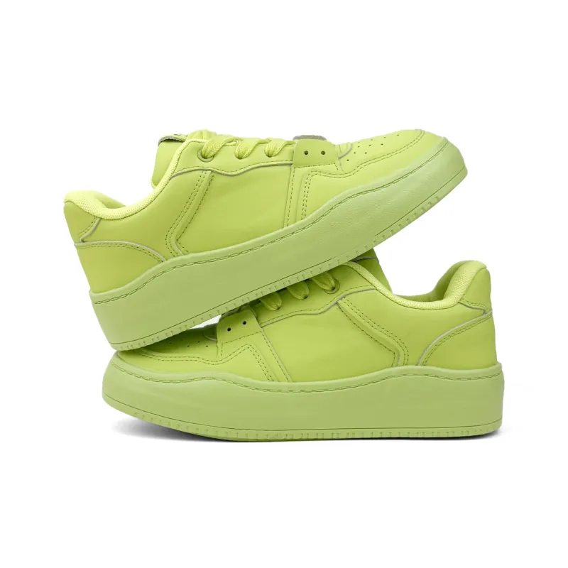 Mengsai Wear-resistant And Lightweight Low-Top Skateboard Shoes Women's Neon Green-4