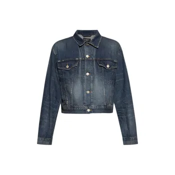 Balenciaga Collared Button Up Denim Jacket