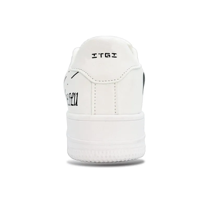 ITGI Height Increasing Abrasion Resistant Low Top Skateboard Shoes Unisex Black And White Dinosaurs-4