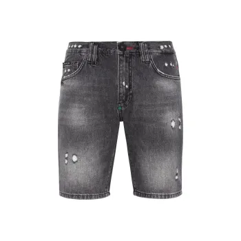 PHILIPP PLEIN Denim Shorts Men's Gray