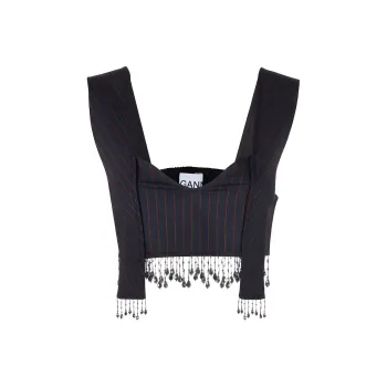 GANNI Stud Embellished Cropped Top