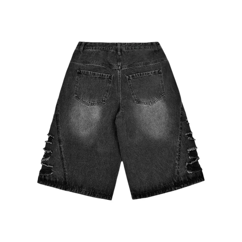 XINIYA TRAVEL Denim Shorts Unisex Black Gray-1