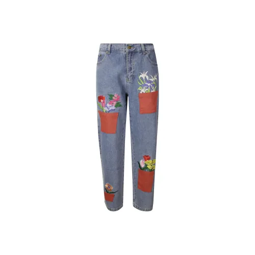 KIDSUPER STUDIOS All Over Flower Pots Denim Jeans