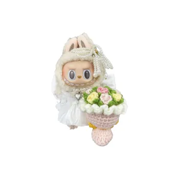 [Modified Doll] POP MART Labubu THE MONSTERS Heartbeat Macaron Collection Pure White Bridal, Cute Hang Tag Box 17cm
