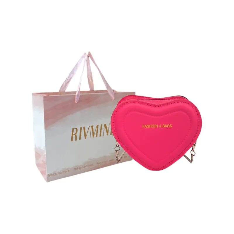 RIVMIND PU Heart Shaped Bag Shoulder Bag Regular Women's White/Silver/Rose Red/Green/Black-12