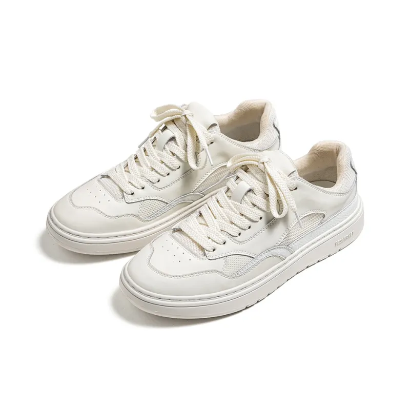 IZEIZIG Abrasion Resistant Lightweight Breathable Height Increasing Low Top Skateboard Shoes Men's White-2