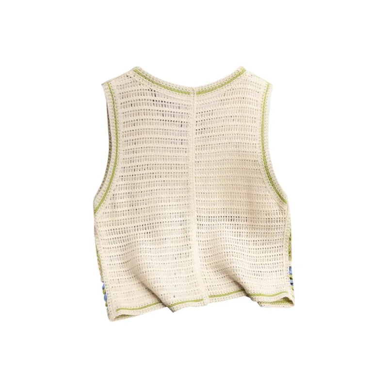 TOUCH Vest Women's Apricot With Green Trim-1