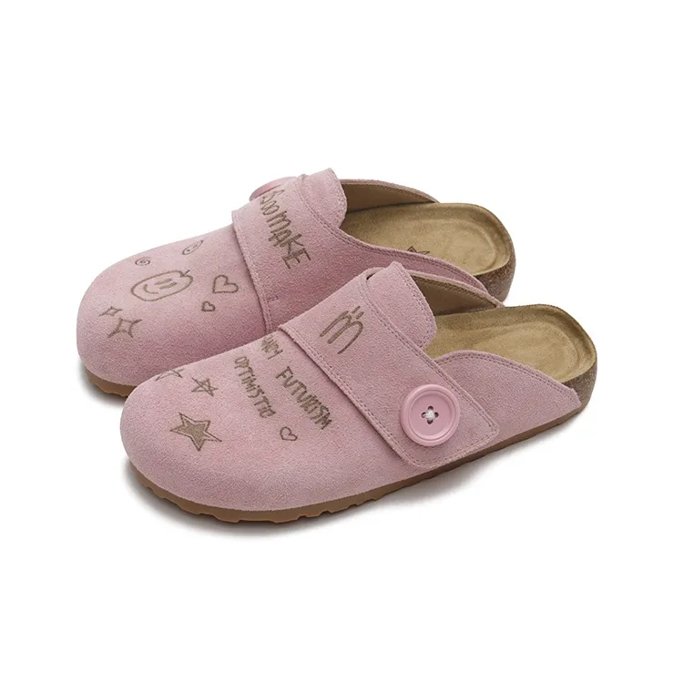 MASOOMAKE Rubber Sole Embroidery Closed Toe Slippers Women's-29
