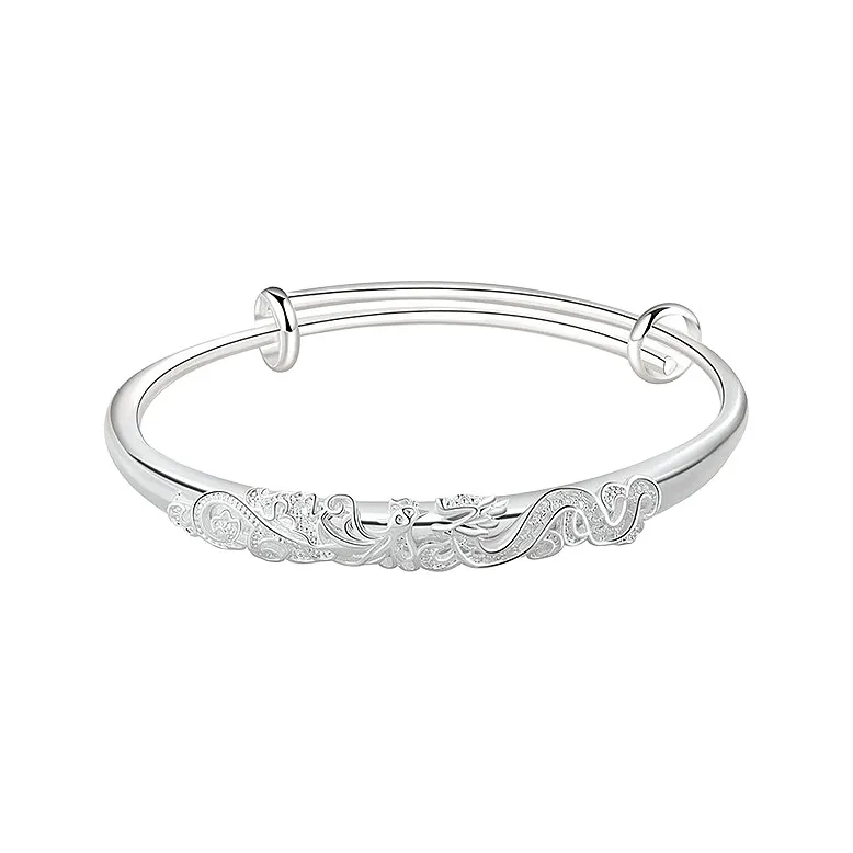 Yuanyanghuangjin 999 Fine Silver Bangles Women's-0