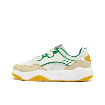 QIAODAN Non slip Lightweight Low Top Skateboard Shoes Men's White Beige Green