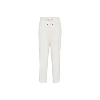 Brunello Cucinelli SS25 Casual Pants Men's Gray White