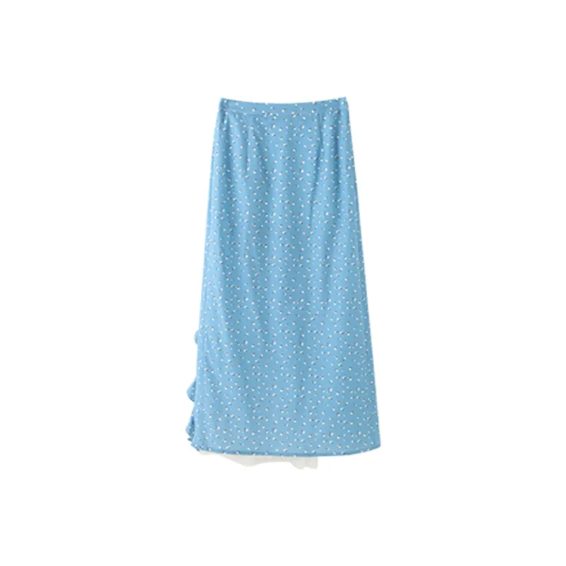 COVER TIME Casual Long Skirt Women's Blue-1
