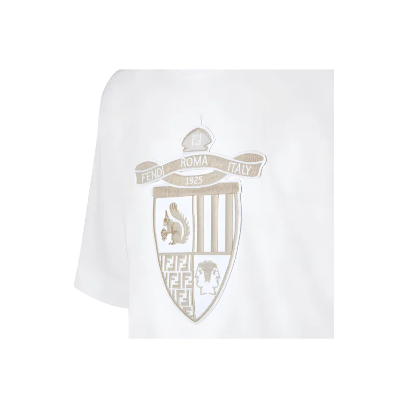 FENDI Logo Detailed Crewneck T Shirt-4