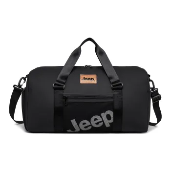 Jeep Nylon With PVC Travel Bag Unisex Black/Ecru