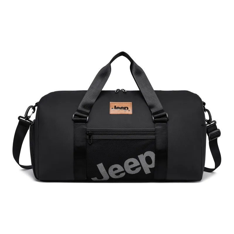 Jeep Nylon With PVC Travel Bag Unisex Black/Ecru-0