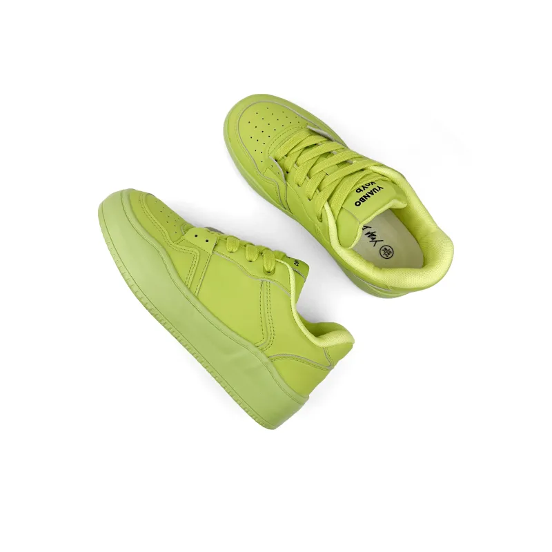 Mengsai Wear-resistant And Lightweight Low-Top Skateboard Shoes Women's Neon Green-5