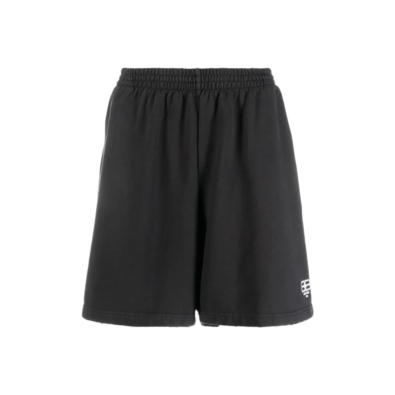 Balenciaga BB Paris Icon Casual Shorts Men Black-0