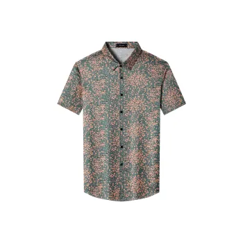 PIERRE CARDIN Shirt Men's Green Cherry Blossoms