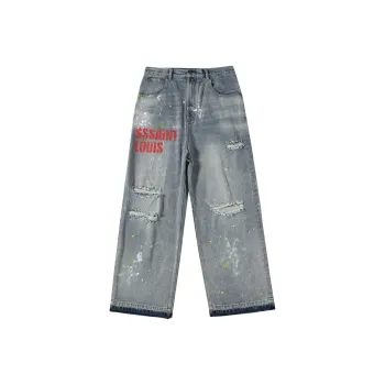 SSSAINT LOUIS Casual Pants Unisex Washed Blue
