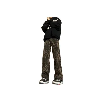 FA2LO Jeans Unisex Black Leopard Print