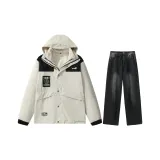 Set (Ivory White Top+Black Gray Pants)