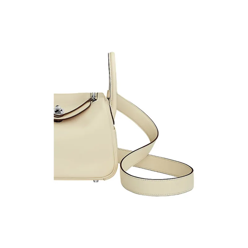 HERMES Lindy Swift Leather Handbag, Shoulder Bag, Crossbody Bag Mini Women's Cream White/Sesame-4