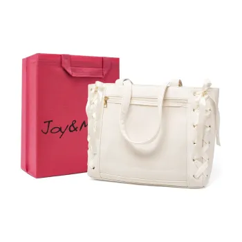 Joy&Mario PVC Tote Bag, Shoulder Bag Women's Ecru/Light Blue/Classic Black