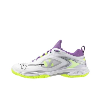 Mizuno Anti Slip Wear Resistant Low Top Badminton Shoes Unisex White Gray Purple